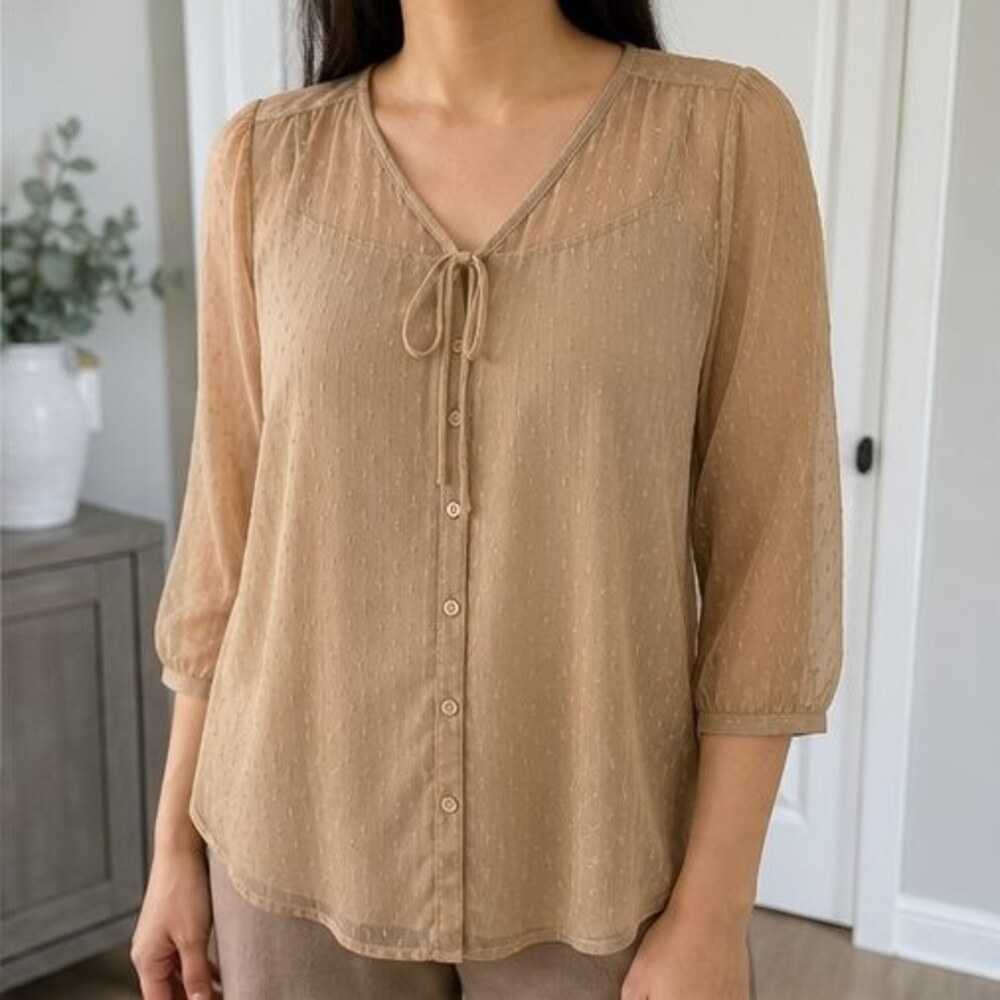 Camel Ruffle Blouse - Picture 2 of 6